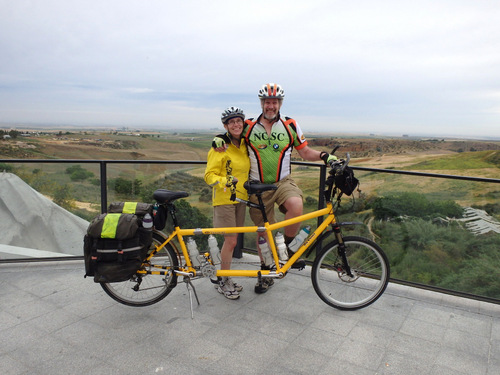 Dennis and Terry Struck pose in front of Spain's La Campiña at Carmona.